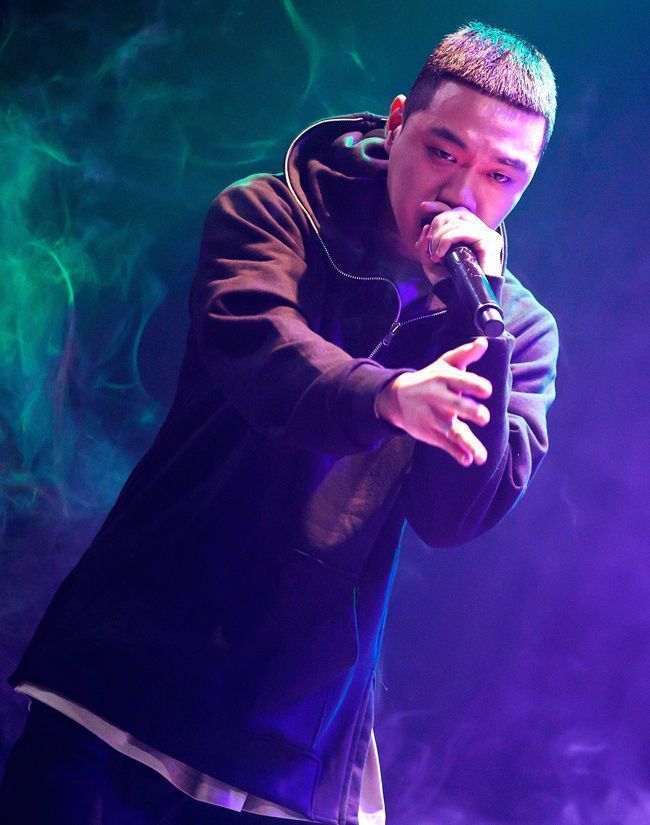 Rapper BewhY performs his song Fake during the final round of Show Me The Money Season 5 on Mnet on his way to winning the Korean hip-hop competition