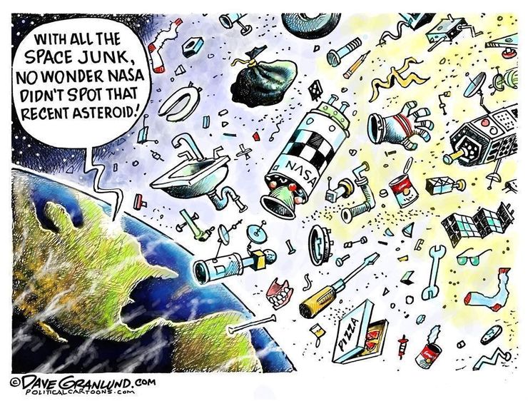 asteroid satellites orbit fail politicalcartoons crowded