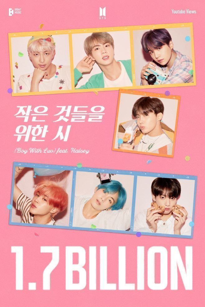 Boy with Luv' becomes BTS' 2nd music video to top 1.7 bil. YouTube