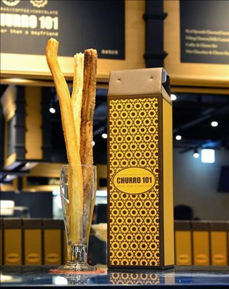 Cinnamon-sugar coated Korean churros, the dominant flavor variant sold across mall food courts and dessert cafes