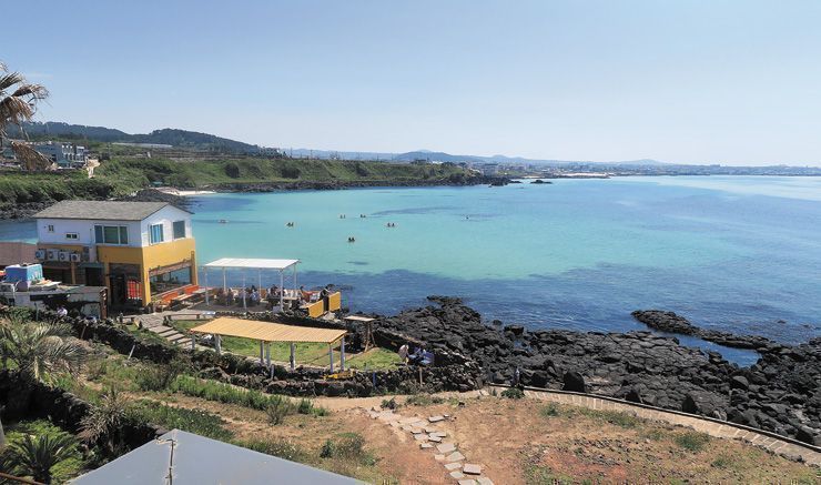 Ocean view from Cafe Monsant de Aewol on Jeju Island's northwest coast