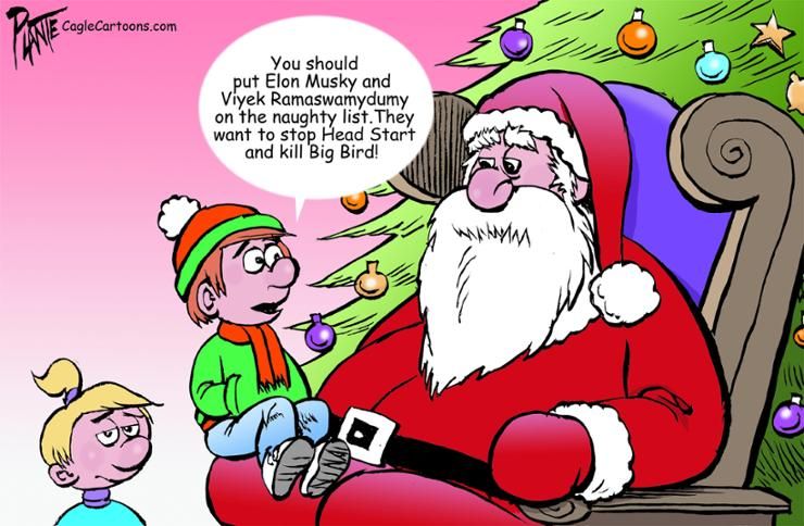 A boy sitting on Santa's lap has a big ask