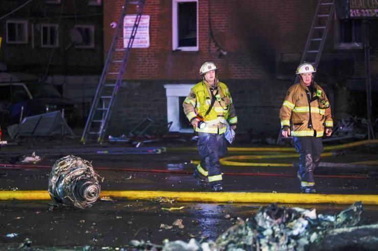 Medivac plane carrying child patient and 5 others crashes in Philadelphia, setting homes ablaze