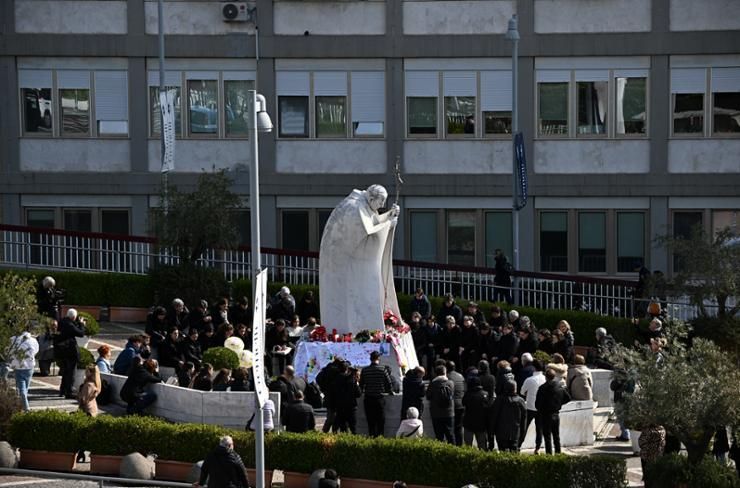 Pope gets visit from Vatican secretary of state, says he's sharing the suffering of all sick people