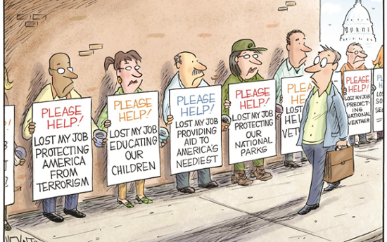 Unemployed people from departments DOGE cut