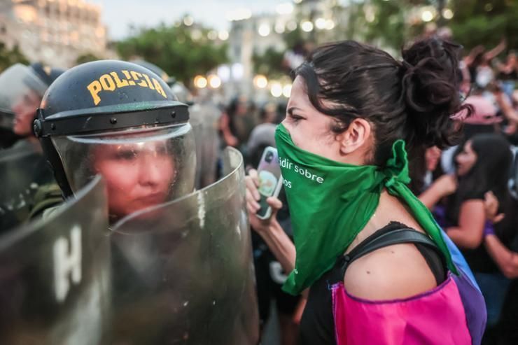 Protesters rally on International Women's Day, fearing far right